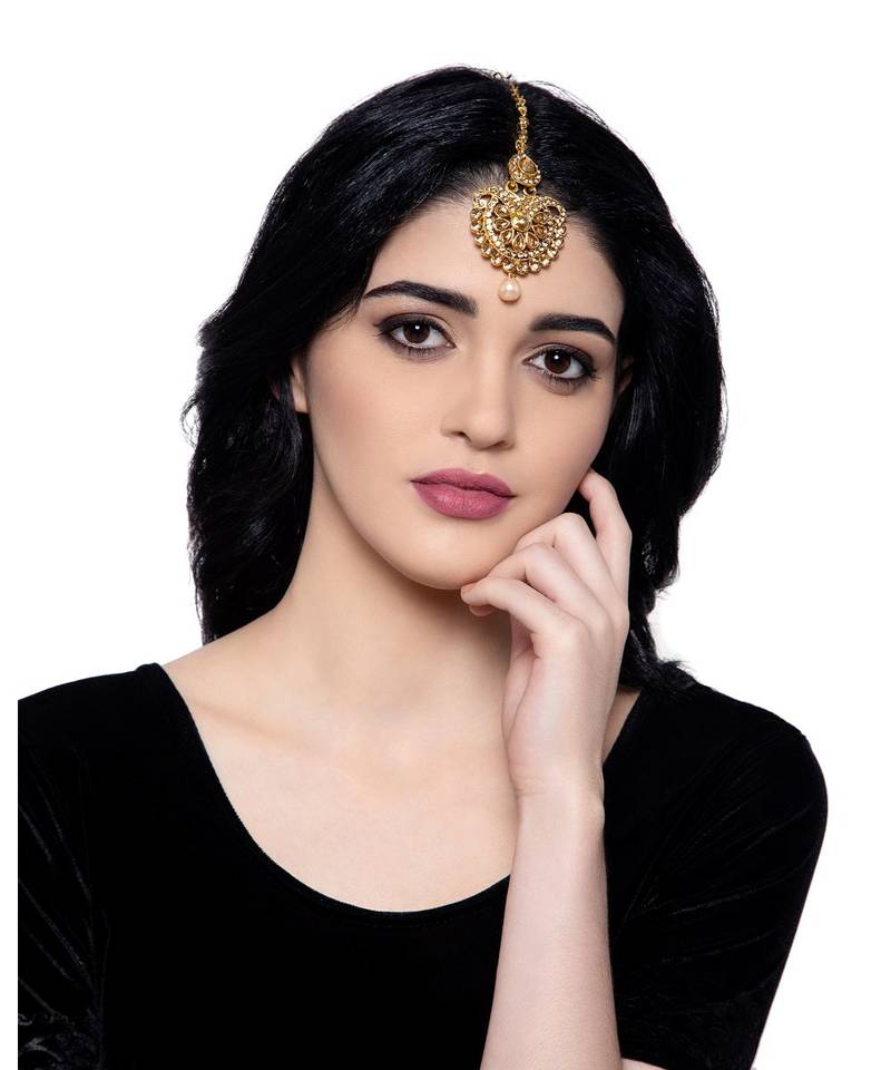 Gold stone antique gold Alloy  Maang tikka