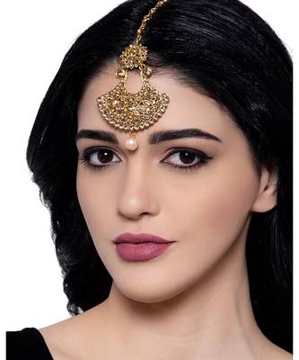 Gold stone antique gold Alloy  Maang tikka 1