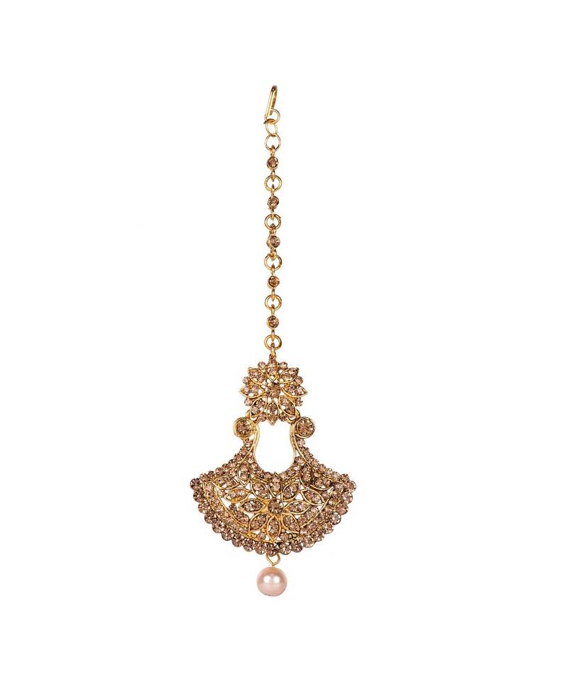 Gold stone antique gold Alloy  Maang tikka