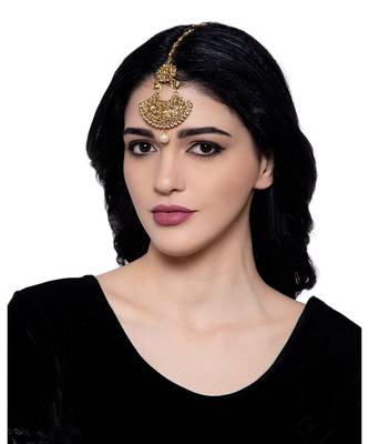 Gold stone antique gold Alloy  Maang tikka 5