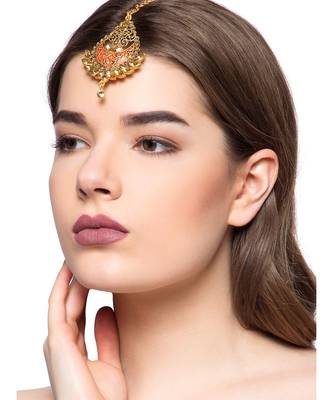 Gold stone antique gold Alloy  Maang tikka 1