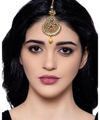 Gold stone antique gold Alloy  Maang tikka 1