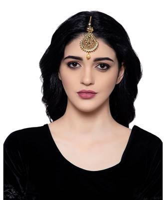 Gold stone antique gold Alloy  Maang tikka 5