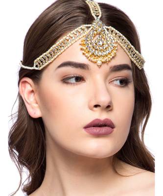 Gold kundan antique gold Alloy  Maang tikka 1