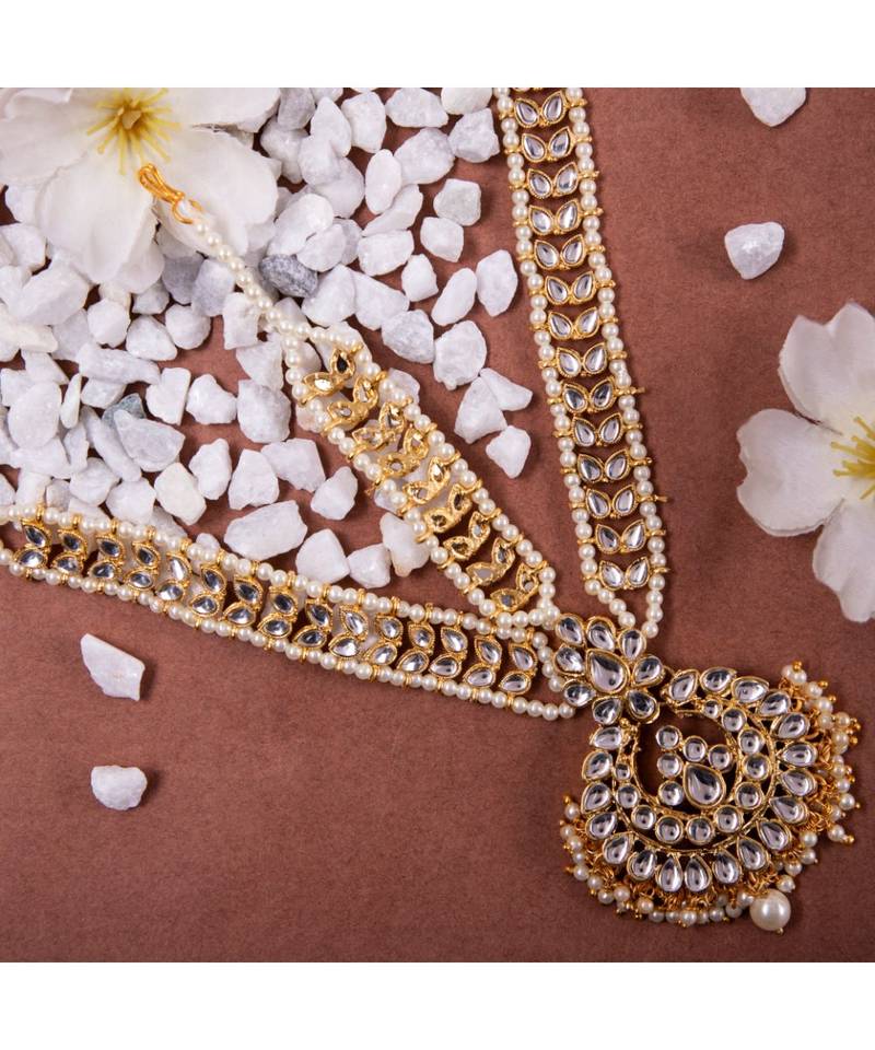 Gold kundan antique gold Alloy  Maang tikka