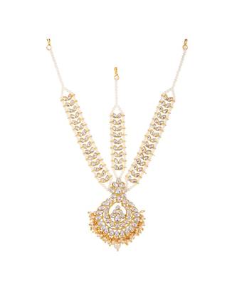 Gold kundan antique gold Alloy  Maang tikka 3