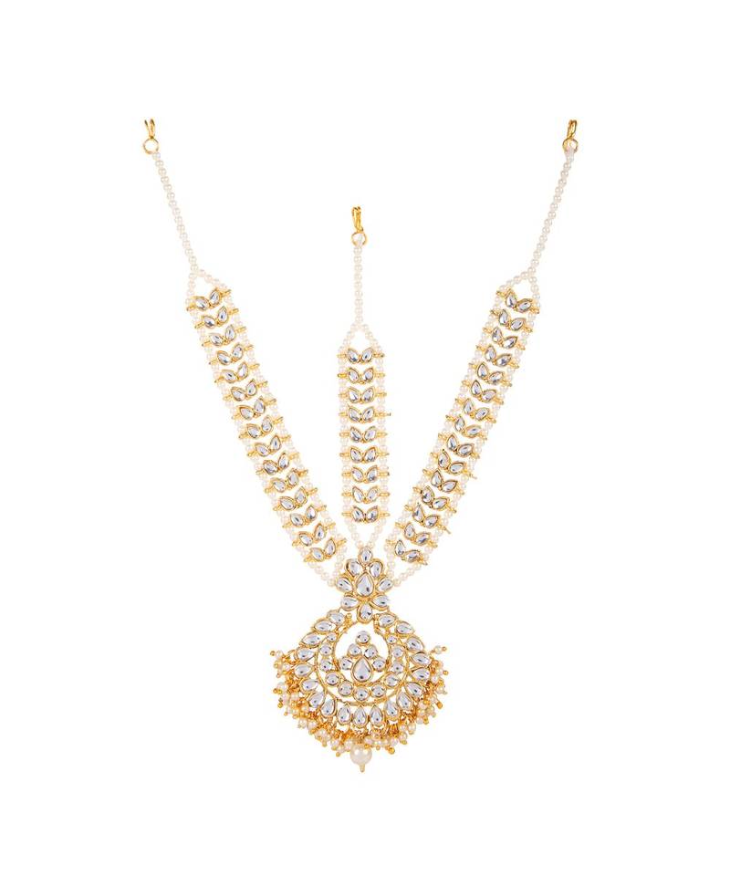 Gold kundan antique gold Alloy  Maang tikka