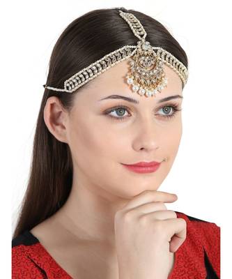 Gold kundan antique gold Alloy  Maang tikka 1