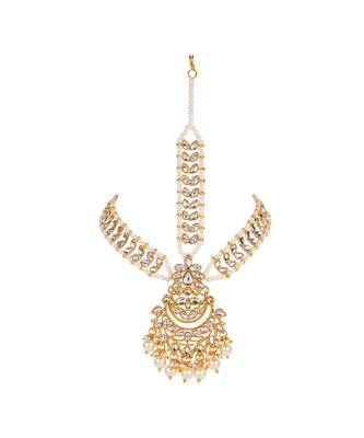 Gold kundan antique gold Alloy  Maang tikka 3