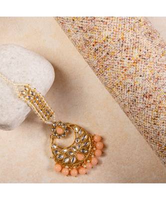 Orange kundan antique gold Alloy  Maang tikka 2