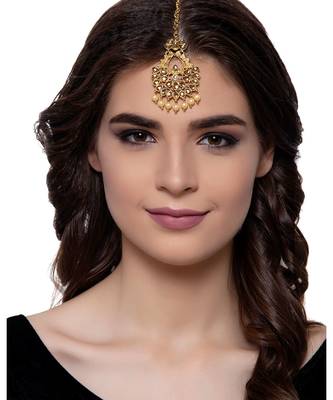 Gold stone antique gold Alloy  Maang tikka 1