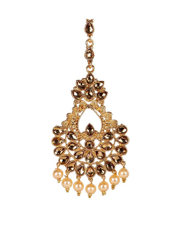 Gold stone antique gold Alloy  Maang tikka
