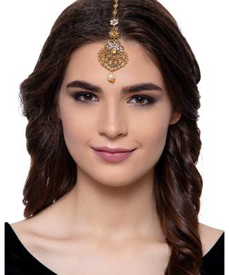 Gold stone antique gold Alloy  Maang tikka 1
