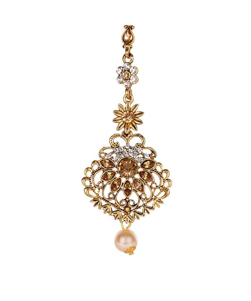 Gold stone antique gold Alloy  Maang tikka