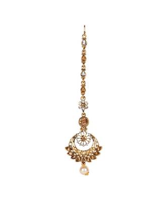 Gold stone antique gold Alloy  Maang tikka 1