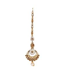 Gold stone antique gold Alloy  Maang tikka