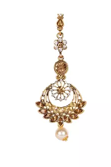Gold stone antique gold Alloy  Maang tikka
