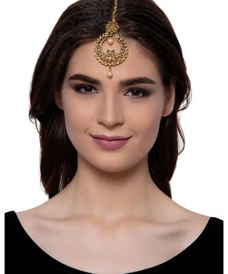 Gold stone antique gold Alloy  Maang tikka 1