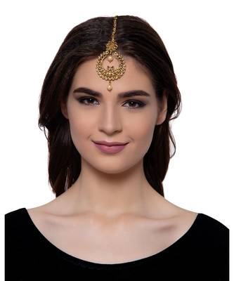 Gold stone antique gold Alloy  Maang tikka 4