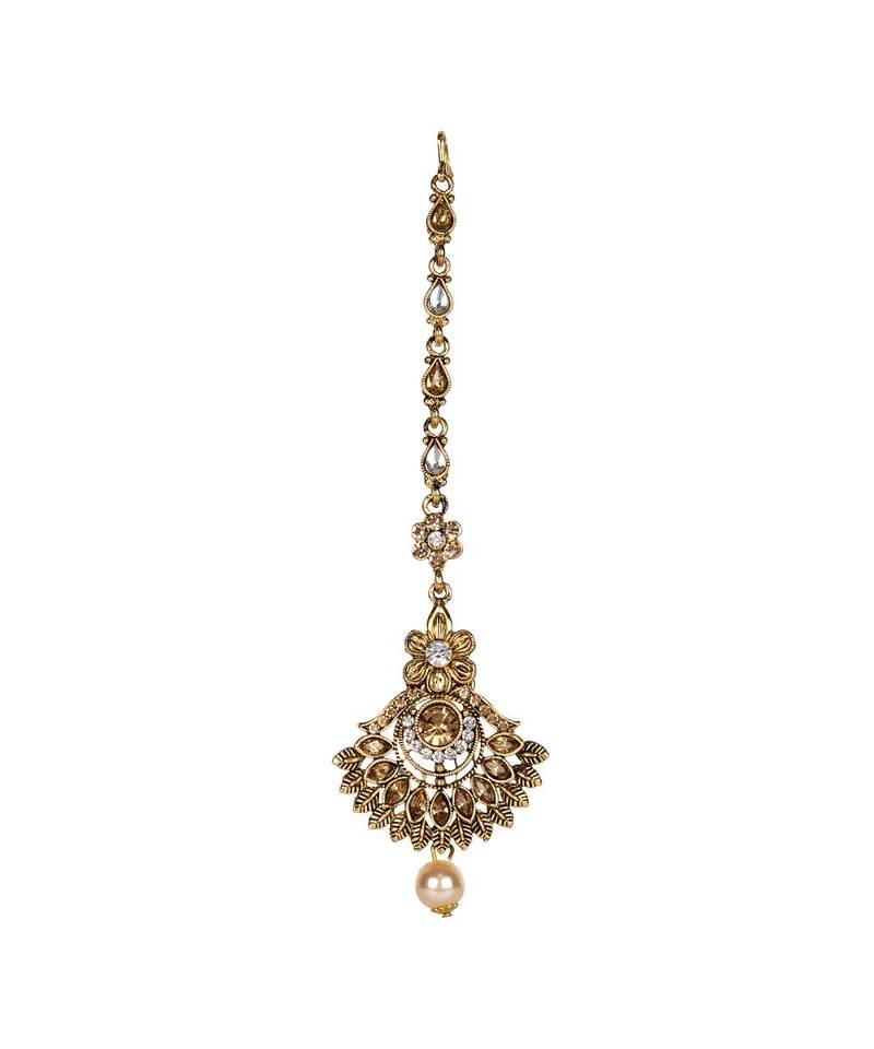 Gold stone antique gold Alloy  Maang tikka