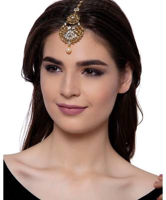 Gold stone antique gold Alloy  Maang tikka 1