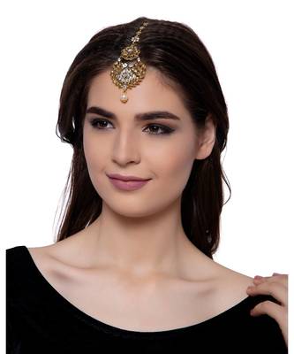 Gold stone antique gold Alloy  Maang tikka 4