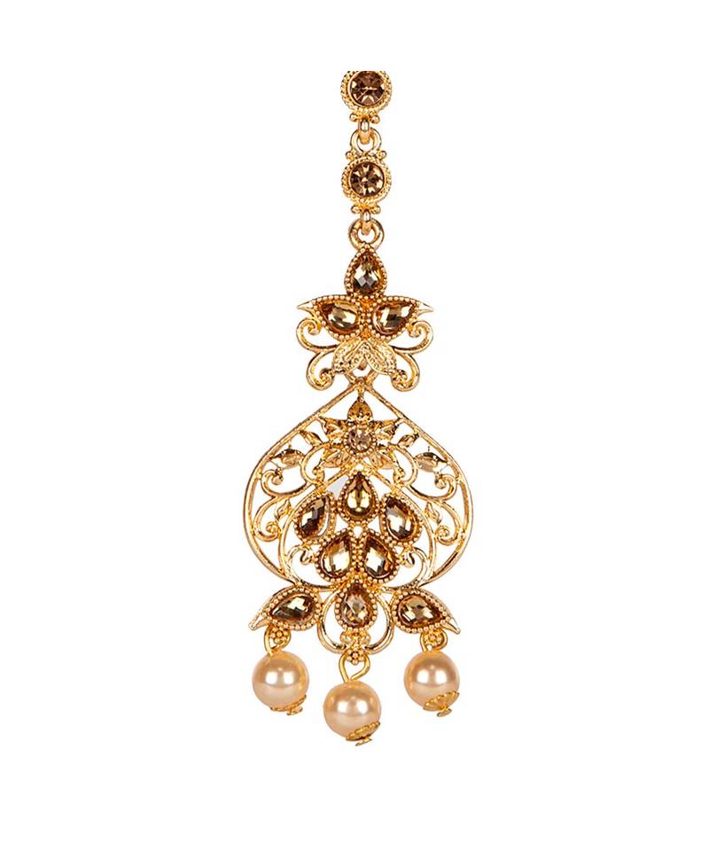 Gold stone antique gold Alloy  Maang tikka