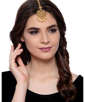 Gold stone antique gold Alloy  Maang tikka 1