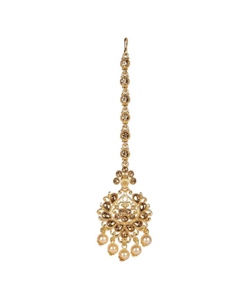 Gold stone antique gold Alloy  Maang tikka