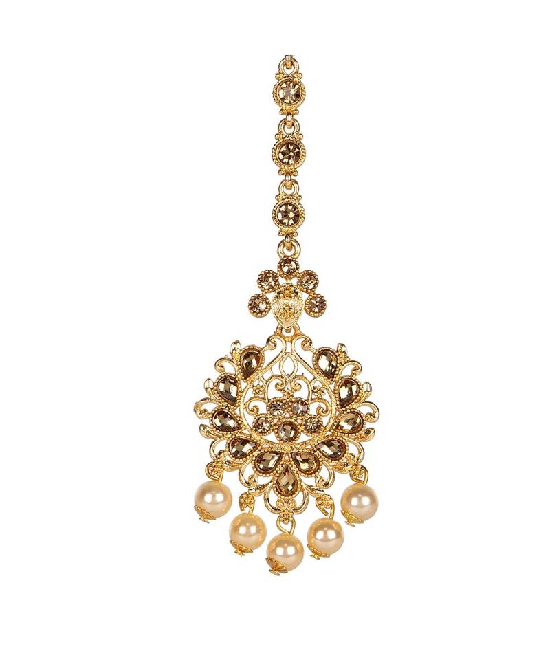 Gold stone antique gold Alloy  Maang tikka