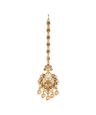 Gold stone antique gold Alloy  Maang tikka 4