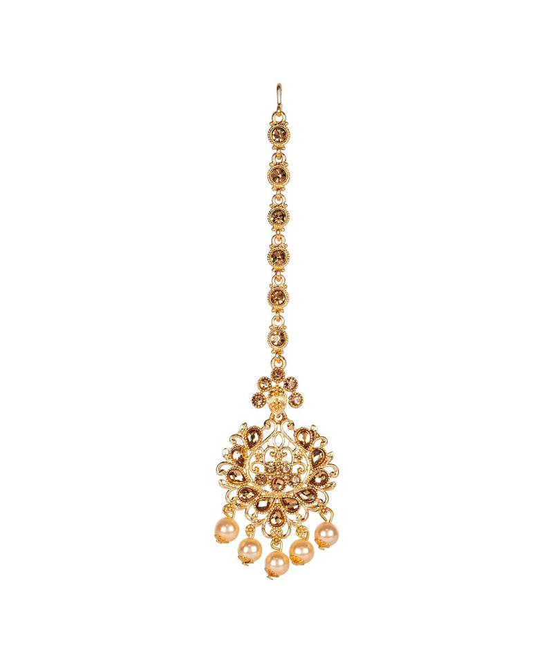 Gold stone antique gold Alloy  Maang tikka