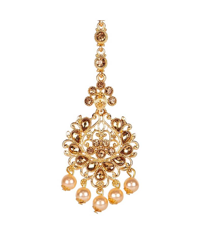 Gold stone antique gold Alloy  Maang tikka