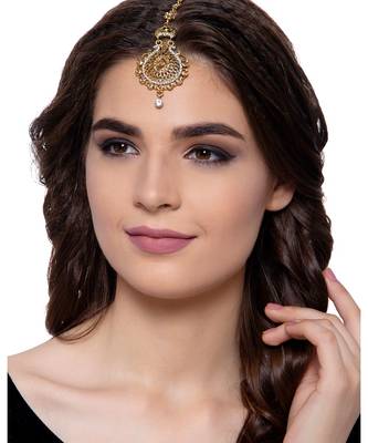Gold stone antique gold Alloy  Maang tikka 1