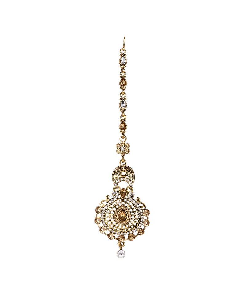 Gold stone antique gold Alloy  Maang tikka