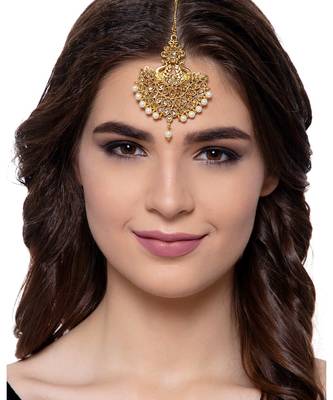 Gold stone antique gold Alloy  Maang tikka 1