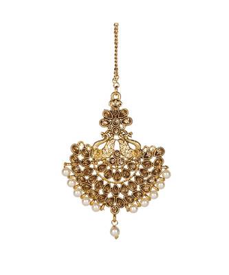 Gold stone antique gold Alloy  Maang tikka 3