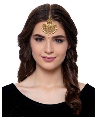 Gold stone antique gold Alloy  Maang tikka 4