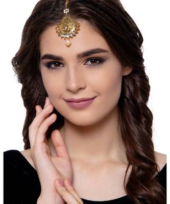 Gold stone antique gold Alloy  Maang tikka 1