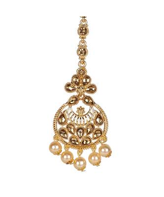 Gold stone antique gold Alloy  Maang tikka 3