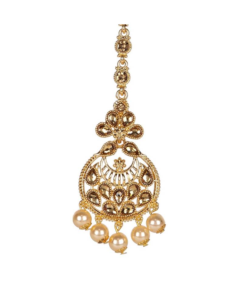 Gold stone antique gold Alloy  Maang tikka