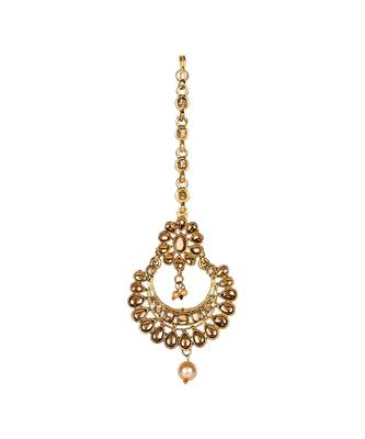 Gold stone antique gold Alloy  Maang tikka 1