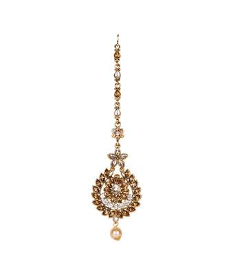 Gold stone antique gold Alloy  Maang tikka 1