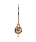 Gold stone antique gold Alloy  Maang tikka