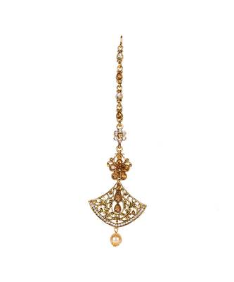 Gold stone antique gold Alloy  Maang tikka 1