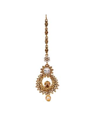 Gold stone antique gold Alloy  Maang tikka 1