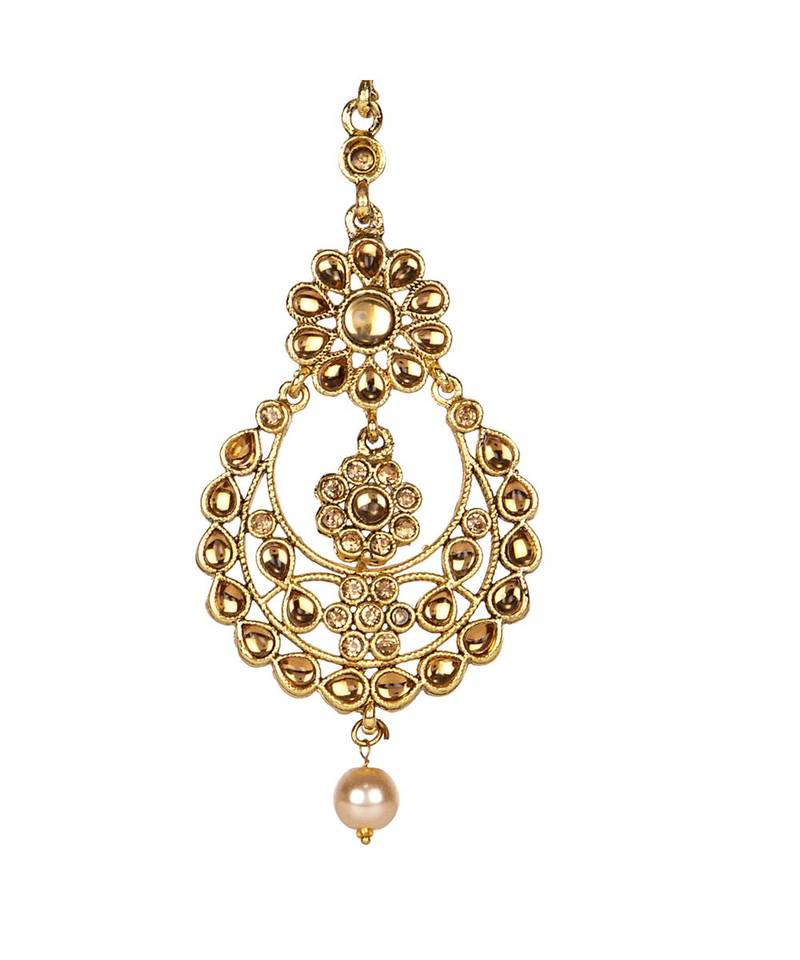 Gold stone antique gold Alloy  Maang tikka