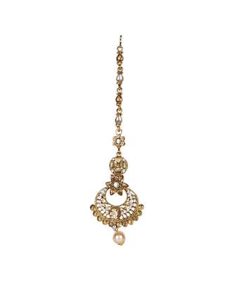 Gold stone antique gold Alloy  Maang tikka 1