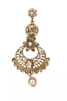Gold stone antique gold Alloy  Maang tikka