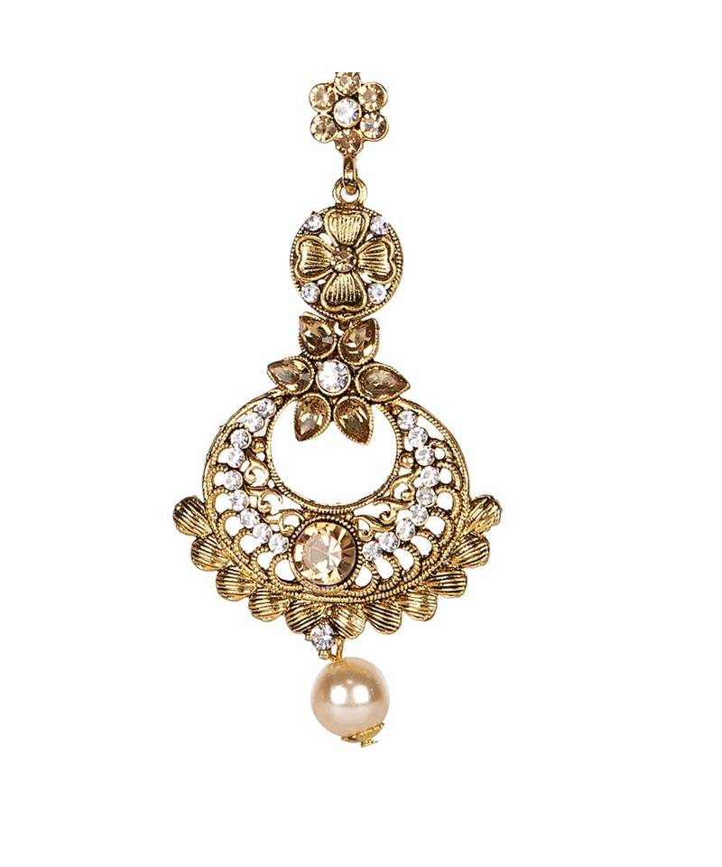 Gold stone antique gold Alloy  Maang tikka